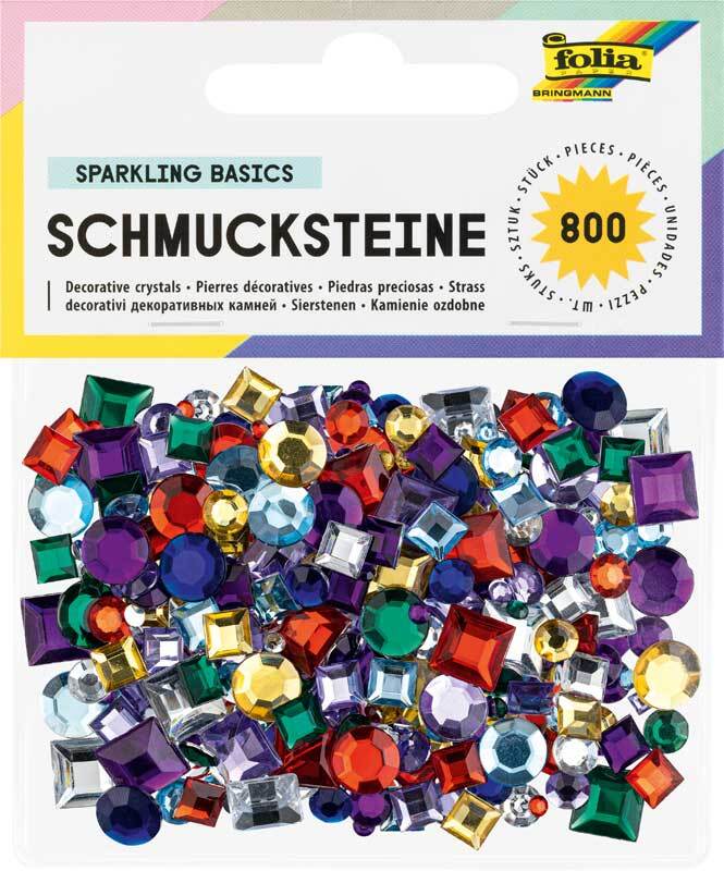 Schmucksteine - 800 Stk. Pkg., eckig u. rund