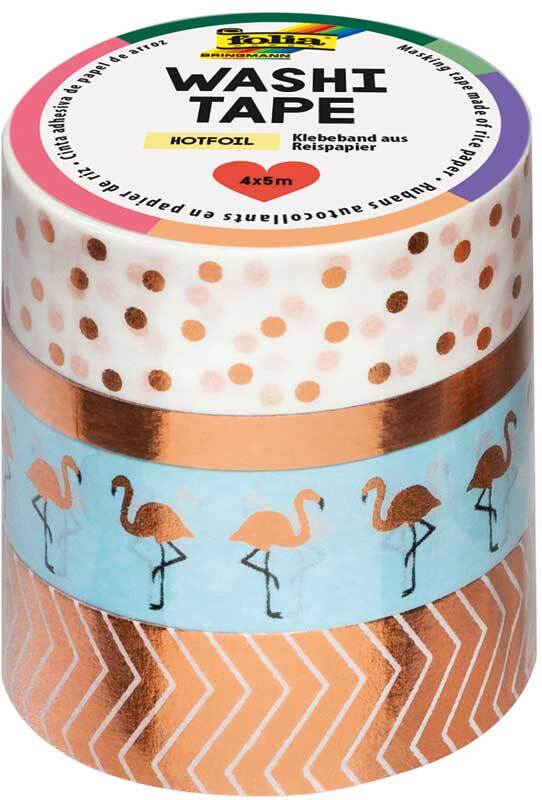 Washi Tape Set - hotfoil, rosegold/flamingo